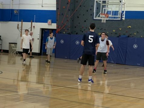 Kol-Ami and Westchester Reform Temple play against each other in a basketball game within the Temple Basketball League.