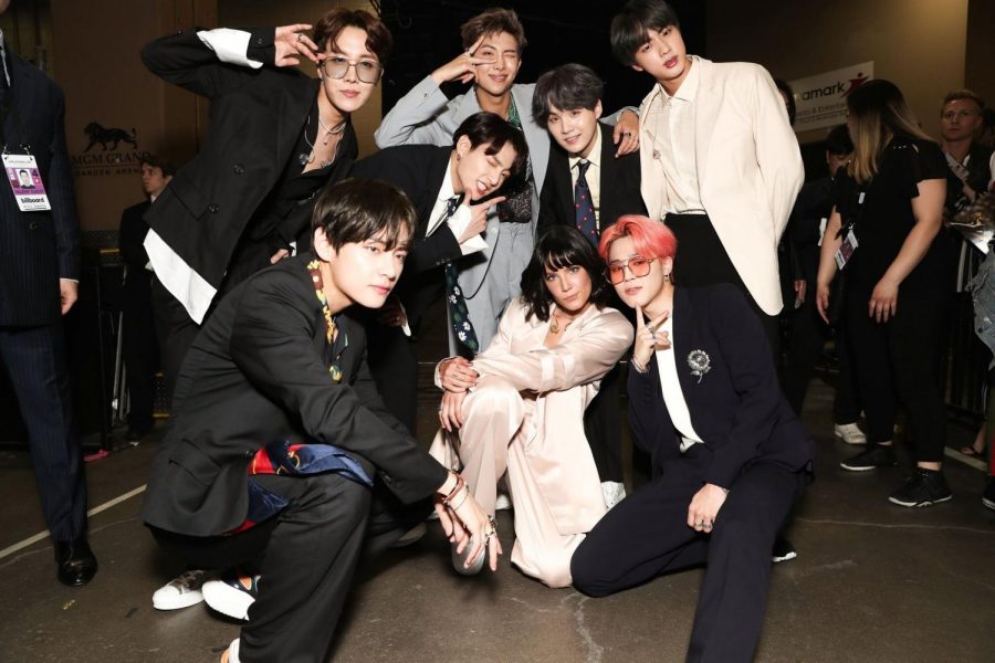 BTS and Halsey backstage at the Billboard Music Awards after performing their song “Boy With Luv,” which was debuted in the most recent mini album they dropped. The album is a nod to the band’s previous works, especially songs in their debut year. The song also made an appearance in their newest album, Map of the Soul: 7. Many of the album’s songs speak of the journey from seven years ago to now and each member’s growth and change since then.