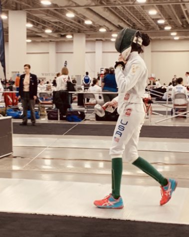 Sophomore Sedna Gandhi prepares for a competition. She started fencing during the summer of 2014, but wasn't instantly hooked.