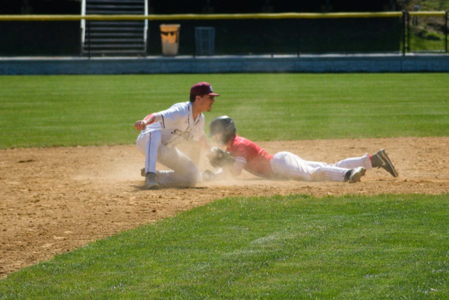 Patrick Carroll making a play at second.