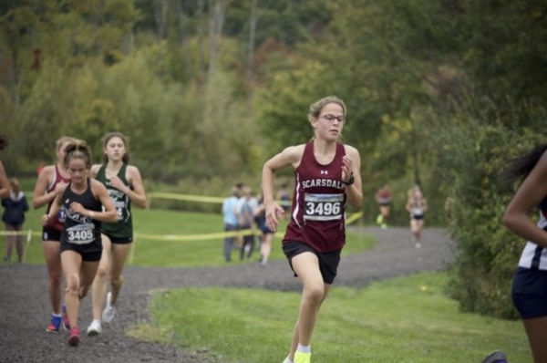 Rachel Rakower competing in one of her races during the cross-country season.