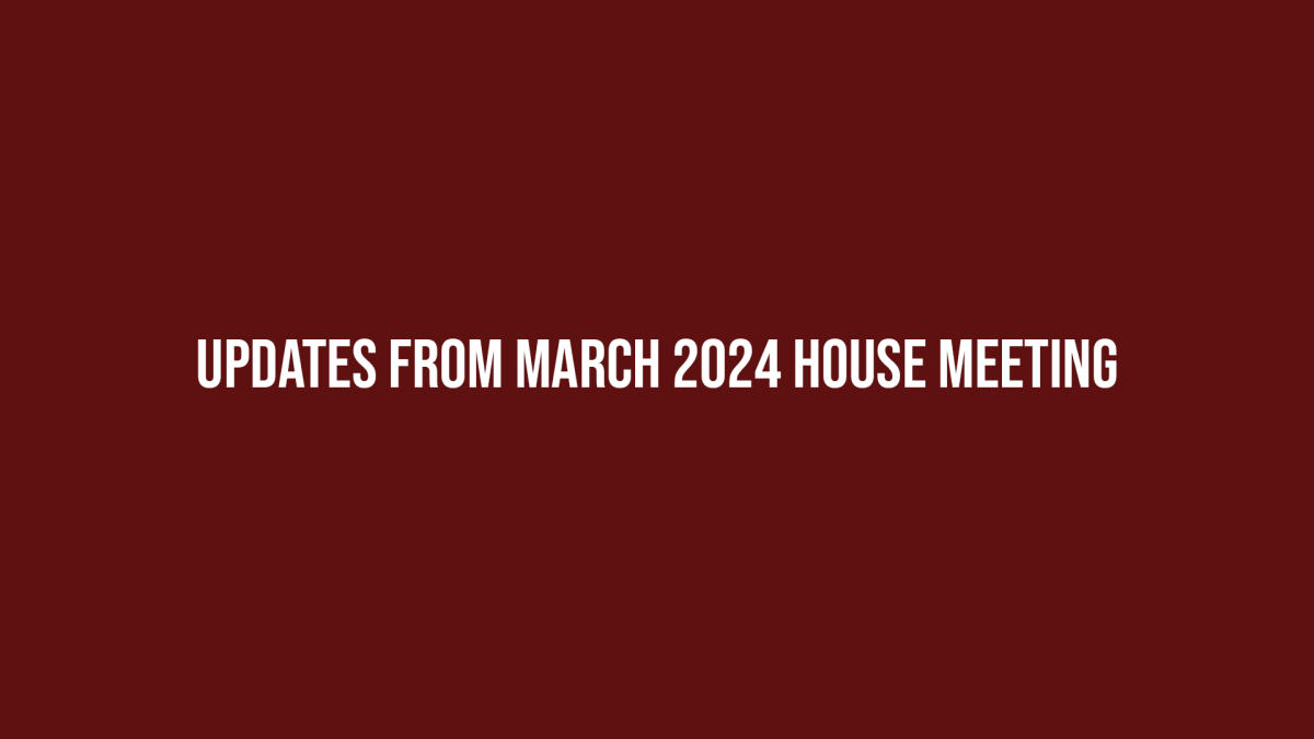 Updates from the March 2024 house meeting.