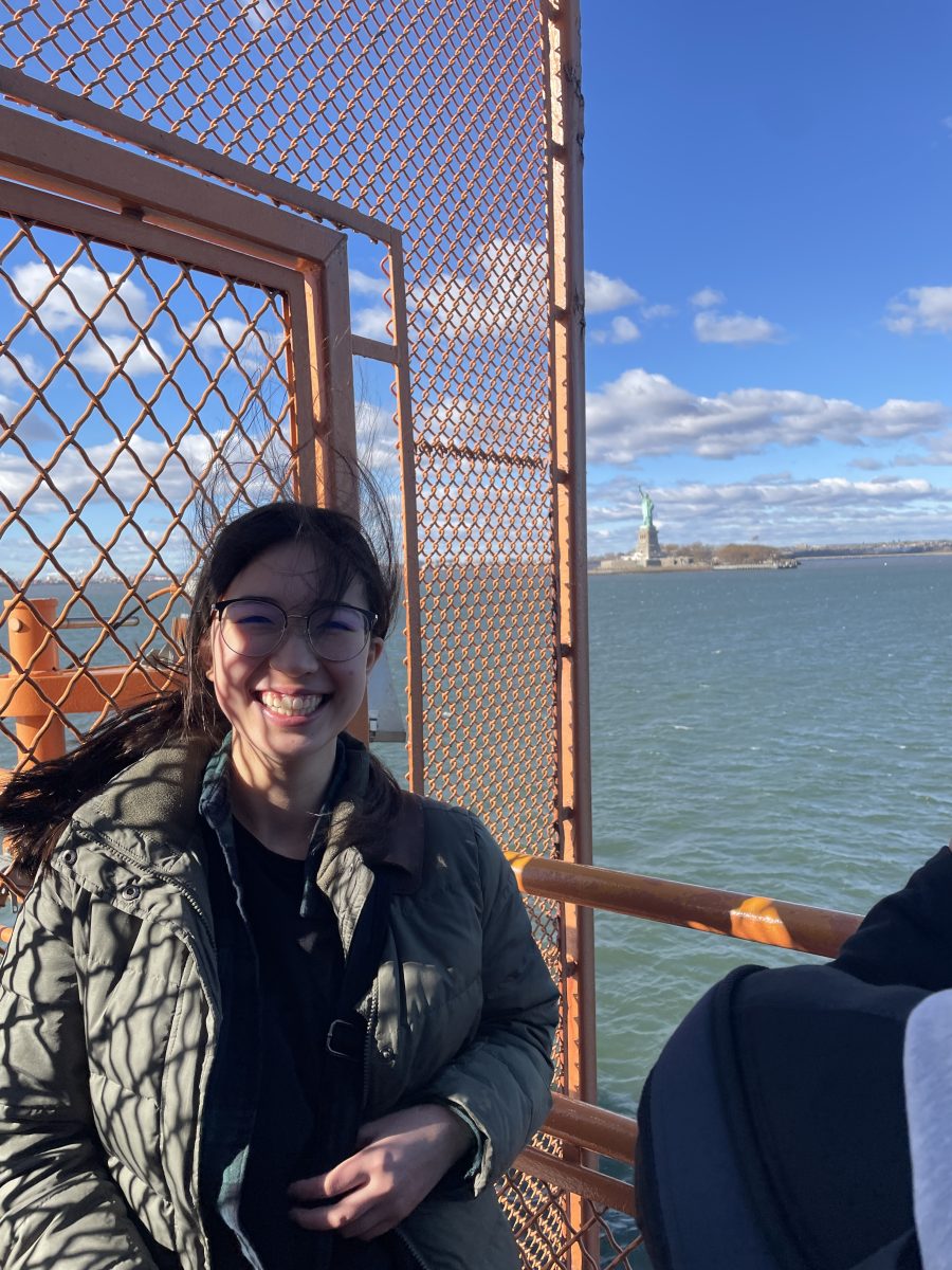 SHS Student enjoying the Staten Island Ferry and view of the Statue of Liberty