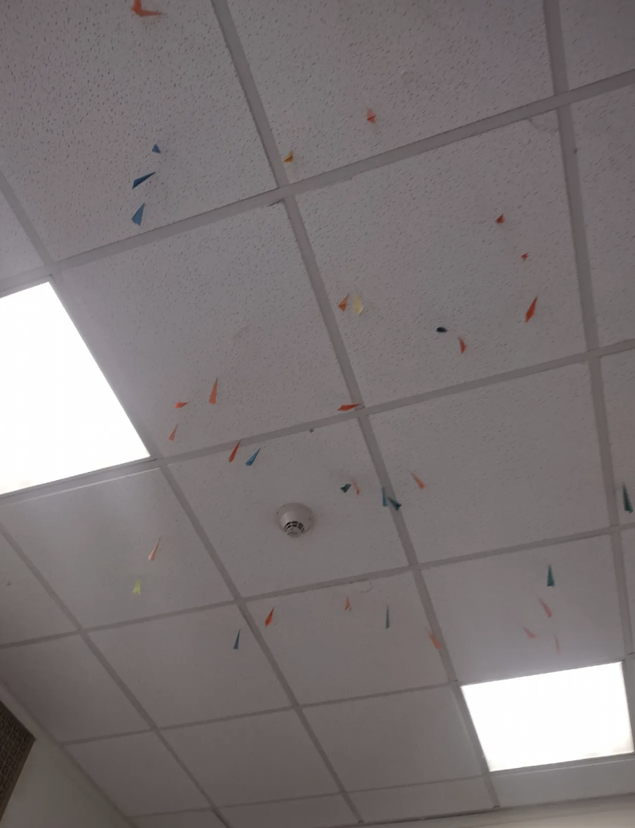 Paper darts can be found lodged in ceiling tiles in classrooms around SHS.